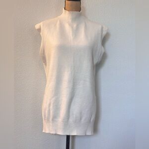 EUC Magaschoni Cream Sleeveless Turtleneck Sweater